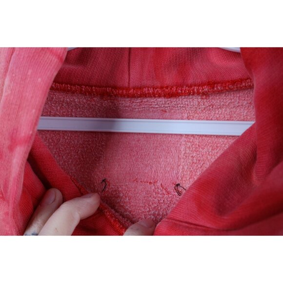 Vintage 90s Mens Medium Spell Out Acid Wash Ohio State University Hoodie Red - Picture 6 of 16